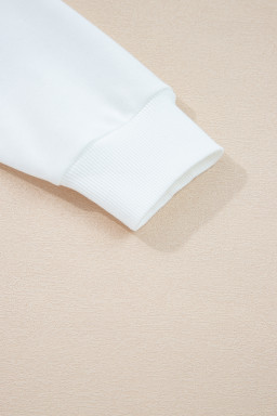 White Preppy Striped Sleeve Loose Sweatshirt