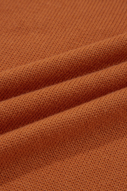 Gold Flame Solid Color Ribbed Trim Drop Shoulder Sweater