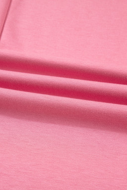 Pink Solid Color Zip Up Hoodie Drawstring Loose Pants Set