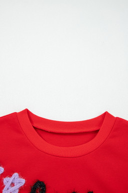 Fiery Red How Bout Them Dawgs Glitter Graphic Sweatshirt