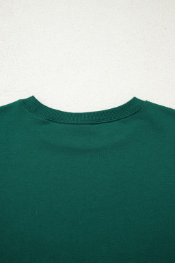 Evergreen Varsity Striped Sleeve Drop Shoulder Sweatshirt and Shorts Set