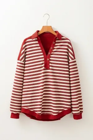 Red Stripe Collared Top