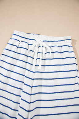 Sail Blue Striped Long Sleeve Pullover and Wide Leg Pants Set