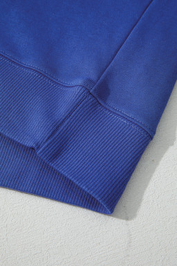 Sky Blue Preppy Striped Sleeve Loose Sweatshirt