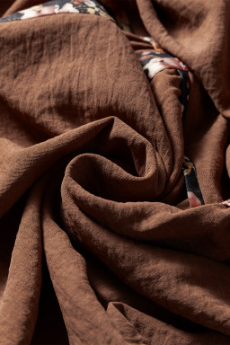 Chestnut Floral Patchwork Notched Neck Long Sleeve Maxi Dress