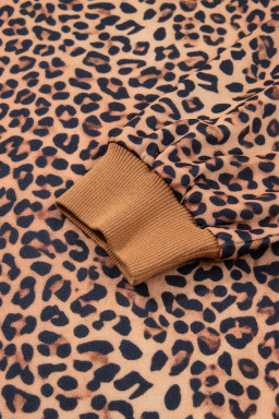 Khaki Allover Leopard Pullover and Pants Outfit