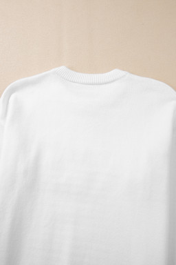 White Thankful Ivory Embroidered Sweater