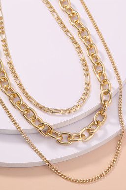 Gold 3pcs Chunky Chain Necklace Set