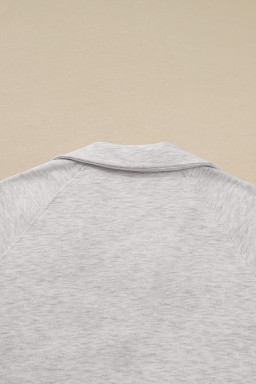 Light Grey Polo Collar V Neck Pullover and Drawstring Sweatpants Set