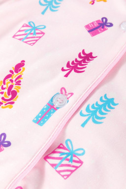 Pink Christmas Twinkle Tree Print Casual Shirt Sleep Dress