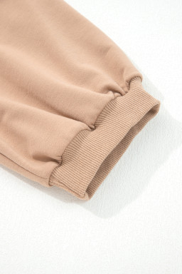 Light French Beige Twist Braided Embellished Puff Sleeve Dress