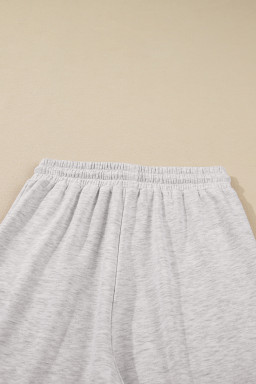 Light Grey Polo Collar V Neck Pullover and Drawstring Sweatpants Set