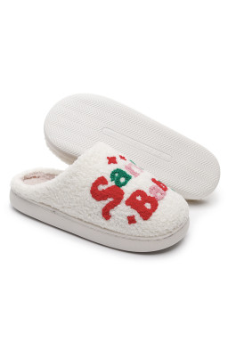 White Cute Santa Baby Holiday Winter Slippers