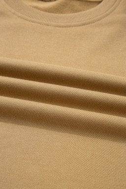 Camel Floral Striped Patchwork Ruffled Sleeve Crew Neck Sweatshirt