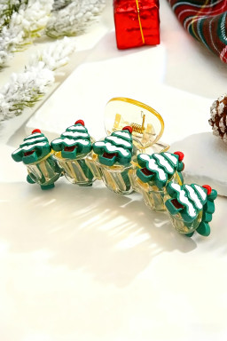 Dark Green Christmas Tree Hair Claw Clip