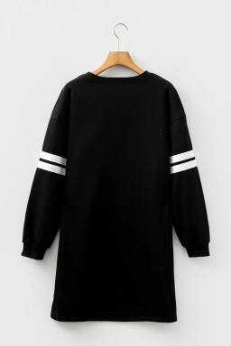 Black Christmas Nutcracker Sequins Patch Varsity Striped Sleeve Sweatshirt Dress
