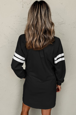 Black Christmas Nutcracker Sequins Patch Varsity Striped Sleeve Sweatshirt Dress