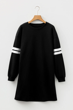 Black Christmas Nutcracker Sequins Patch Varsity Striped Sleeve Sweatshirt Dress