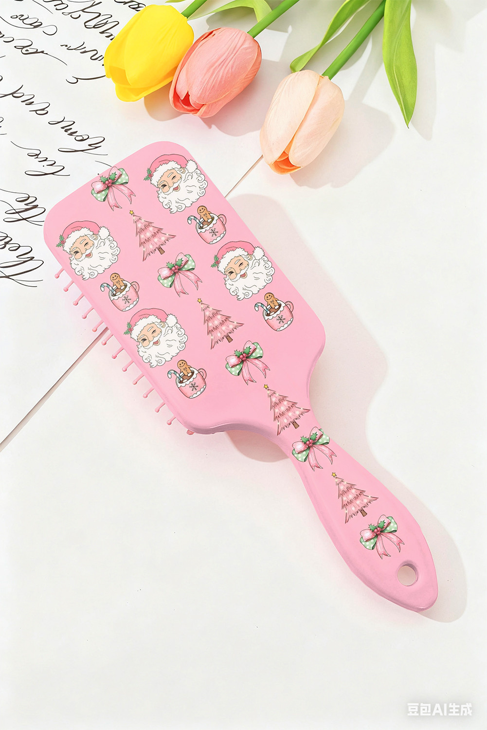 Pink Christmas Cute Hair Cushion Comb