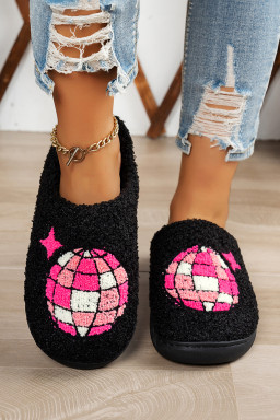 Black Disco Ball Home Plush Slippers