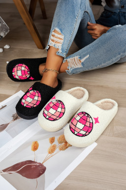 Black Disco Ball Home Plush Slippers