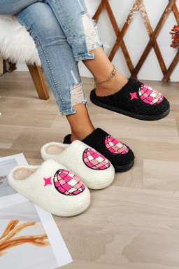 Black Disco Ball Home Plush Slippers