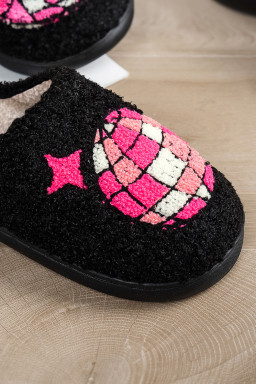 Black Disco Ball Home Plush Slippers
