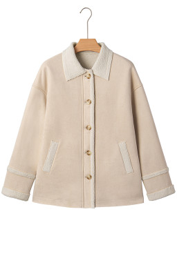 Parchment Suede Sherpa Lined Western Loose Jacket