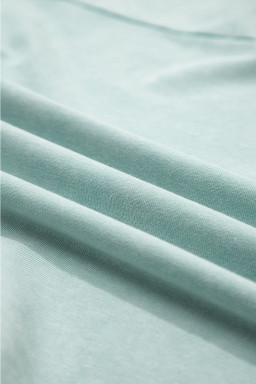 Mist Blue Mineral Wash Exposed Seam Buttoned V Neck Pullover Top
