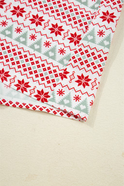 White Christmas Pattern Print Shirt Style Long 2pcs Pajama Set