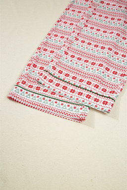 White Christmas Pattern Print Shirt Style Long 2pcs Pajama Set