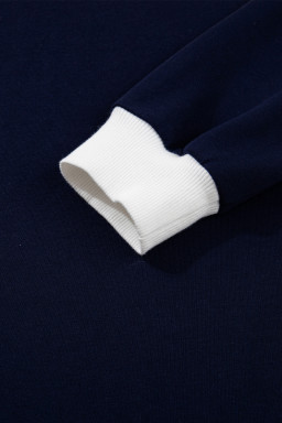 Bluing Colorful Striped Accent Varsity Long Sleeve Pullover and Shorts Matching Set