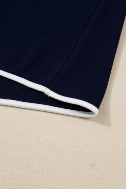 Bluing Colorful Striped Accent Varsity Long Sleeve Pullover and Shorts Matching Set