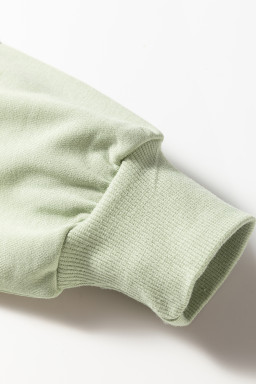 Laurel Green Floral Plaid Mixed Sleeve Raw Edge Relaxed French Terry Top