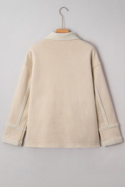 Parchment Suede Sherpa Lined Western Loose Jacket