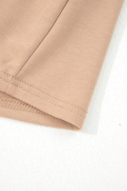 Light French Beige Twist Braided Embellished Puff Sleeve Dress