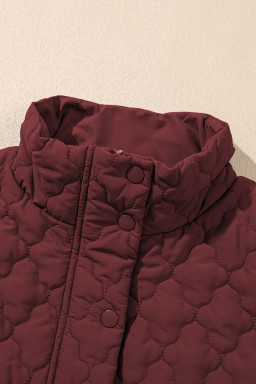 Wild Ginger  Flower Shape Quilted Snap Button Zip Up Winter Vest