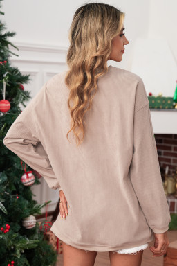 Smoke Gray Turkey Patch Application Graphic Corded Baggy Sweatshirt