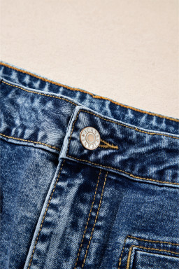 Sky Blue Chic Patch Pocket Straight Leg Loose Jeans
