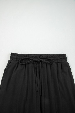 Black Contrast Trim Hooded Lounge Cardigan and Pants Set