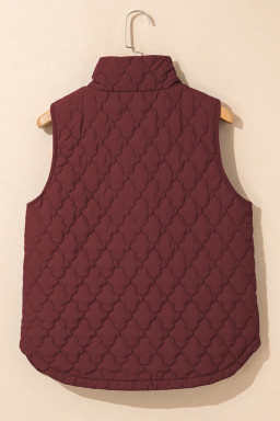 Wild Ginger  Flower Shape Quilted Snap Button Zip Up Winter Vest