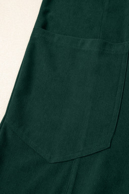 Evergreen Corduroy V Neck Patched Pocket Sleeveless Jumpsuit