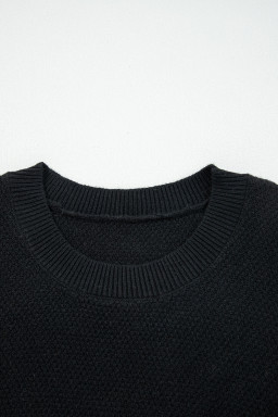 Dark Brown Colorblock Striped Sleeve Detail Knit Sweater
