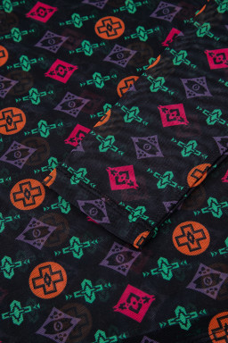 Black Western Aztec Printed Long Sleeve Mesh Top