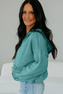 Canton Half Zip Kangaroo Pocket Mineral Wash Baggy Hoodie