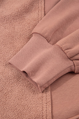 Camel Exposed Seam Side Pockets Half Zipper Baggy Sweatshirt