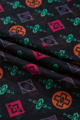 Black Western Aztec Printed Long Sleeve Mesh Top