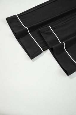 Black Contrast Trim Hooded Lounge Cardigan and Pants Set