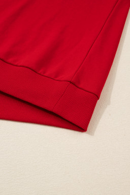 Racing Red Striped Collar Knot Sleeve Sweatshirt and Shorts Set