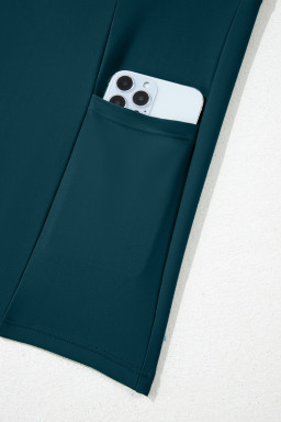 Blue Sapphire Contrast Edge Ruffled High Waist One Piece Swim Dress